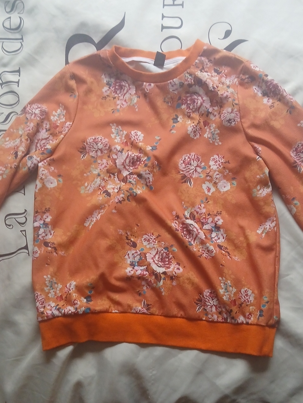 Floral Crewneck Sweater in Orange
